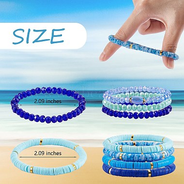 7Pcs 7 Style Handmade Polymer Clay Heishi Surfer Stretch Bracelets Set(BJEW-SW00073-06)-7
