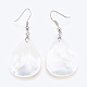 White Shell Dangle Earrings(X-EJEW-P148-11)-1