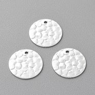 Brass Charms, Long-Lasting Plated, Flat Round with Fish Scale Pattern, 925 Sterling Silver Plated, 12x0.5mm, Hole: 1mm(KK-H739-11S)