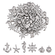 120Pcs 6 Style 316 Surgical Stainless Steel Pendants, Marine Theme, Stainless Steel Color, 20pcs/style(STAS-DC0003-50)