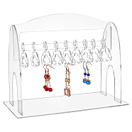 PANDAHALL ELITE 1 Set Acrylic Earring Hanging Display Stands, Coat Hanger Shaped Earring Organizer Holder for Earring Storage with 10Pcs Hangers, Clear, Finish Product: 24x11.5x19cm(EDIS-PH0001-45)