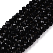 Opaque Solid Color Glass Beads Strands, Faceted, Rondelle, Black, 2.5x2mm, Hole: 0.7mm, about 154~161pcs/strand, 12.675~12.87 inch(32.5~33cm), about 90~100 strands/set(EGLA-T021-02A)