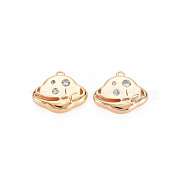 Brass Micro Pave Cubic Zirconia Charms, Real 18K Gold Plated, Nickel Free, Cloud, Clear, 12.5x15x4.5mm, Hole: 1mm(KK-N232-277)