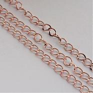 Iron Twisted Chains, Unwelded, with Spool, Oval, Rose Gold, 11x8x1.4mm, about 164.04 Feet(50m)/roll(CH-1.4DK-RG)