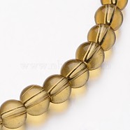 Glass Round Bead Strands, Tan, 8mm, Hole: 1mm, about 40pcs/strand, 11 inch(X-GLAA-I028-8mm-15)