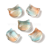 Transparent Spray Paint Glass Beads, Cat, Chocolate, 10x11.5x7mm, Hole: 1mm(GLAA-Z011-03D)