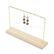 Wood Earring Displays, with Iron Findings, Golden, Finish Product: 22x5x14.4cm, about 2pcs/set(EDIS-WH0021-08)