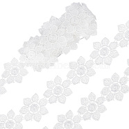 5 Yards Polyester Embroidery Lace Ribbon, Flower Lace Trim, for Dress Decoration, White, 1-7/8 inch(48mm)(OCOR-WH0046-47)