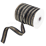 Sparkle Style Polyester Ribbons, Sequin, Black, 15x1mm, about 32.81 Yards(30m)/Roll(OCOR-WH0074-37B)