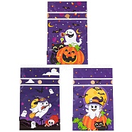 50Pcs Rectangle Halloween Candy Plastic Bags, Ghost Printed Candy Drawstring Bags, Indigo, 23.2x14.9x0.05cm(ABAG-U001-01D)