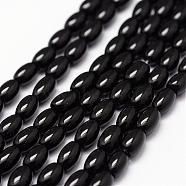 Natural Black Onyx Beads Strands, Dyed & Heated, Rice, 6x4mm, Hole: 1.2mm, about 63pcs/strand(G-N0171-04-4x6mm)