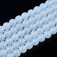 Transparent Glass Beads Strands, Round, Creamy White, 4~4.5mm, Hole: 0.8mm, about 97~99pcs/strand, 14.76 inch~14.96 inch(37.5~38cm)(GLAA-T032-T4mm-14)