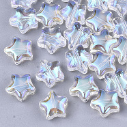 Transparent Glass Beads, AB Color Plated, Star, Clear AB, 8x8x4mm, Hole: 0.8~1mm(GLAA-YW0003-11)