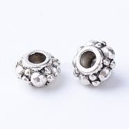 Tibetan Style Alloy Spacer Beads, Rondelle, Cadmium Free & Lead Free, Antique Silver, 6x4mm, Hole: 2mm, about 2630pcs/1000g(TIBE-Q063-56AS-RS)
