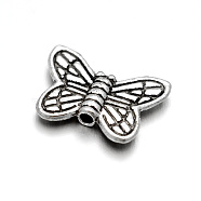 Vintage Alloy Butterfly Beads, Antique Silver, 11x14x3mm, Hole: 1mm(X-KK-M112-14AS)