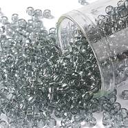 TOHO Round Seed Beads, Japanese Seed Beads, (9) Transparent Black Diamond, 8/0, 3mm, Hole: 1mm, about 222pcs/10g(X-SEED-TR08-0009)
