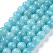 Natural Mashan Jade Round Beads Strands, Dyed, Dark Cyan, 4mm, Hole: 1mm, about 98pcs/strand, 15.7 inch(G-D263-4mm-XS28)