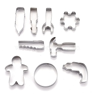 Stainless Steel Mixed Tool Shaped Cookie Candy Food Cutters Molds, for DIY Biscuit Baking Tool, Stainless Steel Color, 75x25.5x20.5mm, 9pcs/Set(DIY-H142-12P)