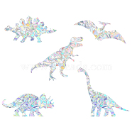 Waterproof PVC Laser No-Glue Stickers, Static Cling Frosted Rainbow Window Decals, 3D Sun Blocking, for Glass, Dinosaur Pattern, 7.15~15.95x16.9~20.4x0.02cm, 5pcs/bag(DIY-WH0304-221B)