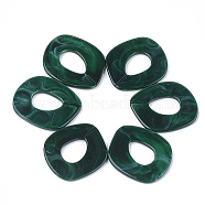 Acrylic Linking Rings, Quick Link Connectors, For Jewelry Chains Making, Imitation Gemstone Style, Dark Green, 51.5x45x3.5mm, Hole: 23x16mm(X-OACR-S021-29H)