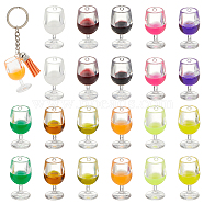 22Pcs 11 Colors Transparent Resin Pendants, Wine Glass/Goblet Charm, Mixed Color, 38.5x20.5mm, Hole: 2.5mm, 2pcs/color(RESI-OC0001-61)