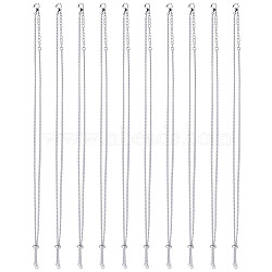 10Pcs Tarnish Resistant 304 Stainless Steel Curb Chains Slider Necklaces Making, with Brass Beads and 304 Stainless Steel Lobster Claw Clasps, Stainless Steel Color, 20-1/2 inch(52cm)(AJEW-GO00054)