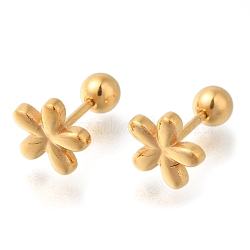 Ion Plating(IP) 304 Stainless Stell Studs Earring, Flower, Real 18K Gold Plated, 8x8mm(EJEW-H008-01G)