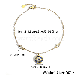 S925 Sterling Silver Evil Eye Link Bracelet, Full Rhinestones Eyes Series for Women, Golden(AK1290-15)