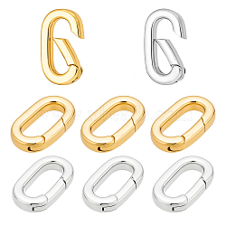 8Pcs 2 Colors Rack Plating Brass Spring Gate Rings, Long-Lasting Plated, Cadmium Free & Lead Free, Mixed Color, 14x8x2.7mm, Hole: 10.2x4.2mm, 4pcs/color(KK-OC0001-74)