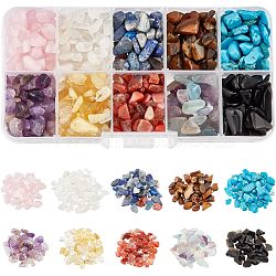 10 Styles Natural Mixed Gemstone Chip Beads, No Hole/Undrilled, Mixed Dyed and Undyed, 5~10.5x5~7x2~4mm(G-NB0003-97)