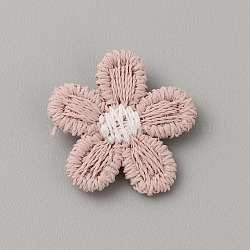 Two Tone Polyester Knitted Ornament Accessories, for DIY Sewing Crafts, Flower, Misty Rose, 15x15x2mm(DIY-WH0308-417B)
