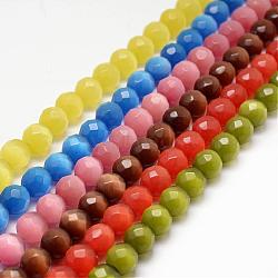 Cat Eye Beads Strands, Faceted, Round, Mixed Color, 8mm, Hole: 1mm, about 46pcs/strand, 13.5 inch(34.2cm)(CE-k002-8mm-M)