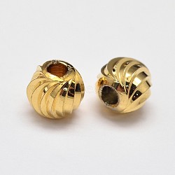Rack Plating Brass Corrugated Round Spacer Beads, Golden, 4mm, Hole: 1.5mm(KK-I600-4mm-G-RS)