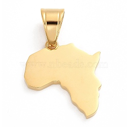 Ion Plating(IP) 304 Stainless Steel Pendants, Map Shape Charm, Golden, 26x23x2mm, Hole: 10x7mm(STAS-M321-02G)