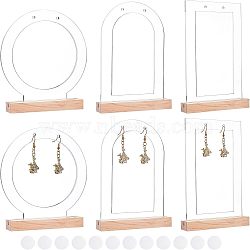 6Pcs Acrylic Earring Display Stands, Rectangle, with 6Pcs Wood Display Stands, Photo Stand, Mixed Color, 9.95~15x2.3~12x0.3~1.3cm, 12pcs/set(ODIS-OC0001-48)