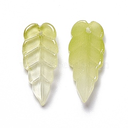 Electroplate Glass Pendant, Leaf, Light Khaki, 23x10x3mm, Hole: 1.2mm(EGLA-H102-05E)