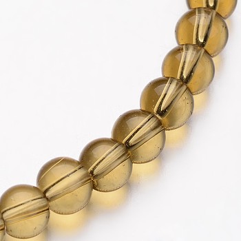 Glass Round Bead Strands, Tan, 8mm, Hole: 1mm, about 40pcs/strand, 11 inch