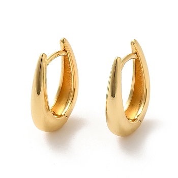 Brass Hoop Earrings, Oval, Real 18K Gold Plated, 21x15mm