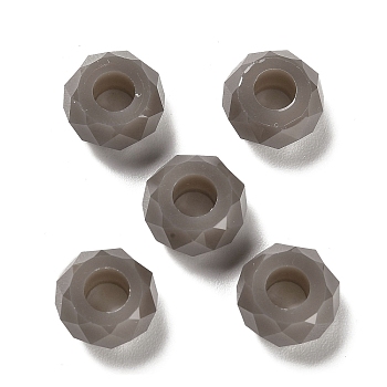 Resin European Beads, Large Hole Beads, Faceted, Rondelle, Slate Gray, 13.5x8mm, Hole: 5.5mm