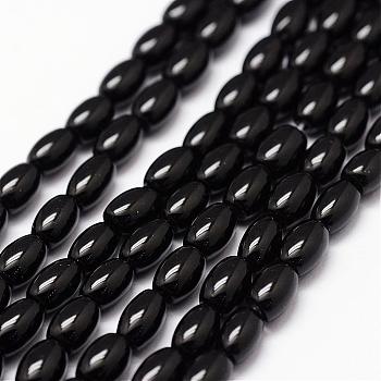 Natural Black Onyx Beads Strands, Dyed & Heated, Rice, 6x4mm, Hole: 1.2mm, about 63pcs/strand