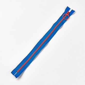 Garment Accessories, Nylon and Resin Closed-end Zipper, Zip-fastener Component, Dodger Blue, 33.3~33.5x2.8x0.2cm