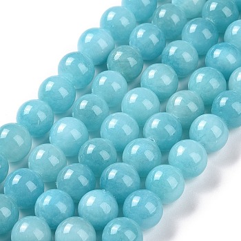 Natural Mashan Jade Round Beads Strands, Dyed, Dark Cyan, 4mm, Hole: 1mm, about 98pcs/strand, 15.7 inch