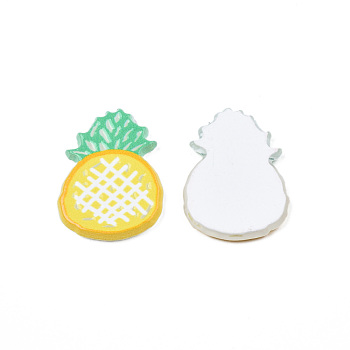 Printed Acrylic Cabochons, Pineapple, Yellow, 23x17x2.5mm