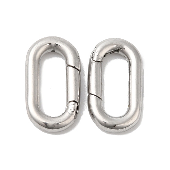 304 Stainless Steel Spring Gate Ring, Stainless Steel Color, 18.5x10x3mm