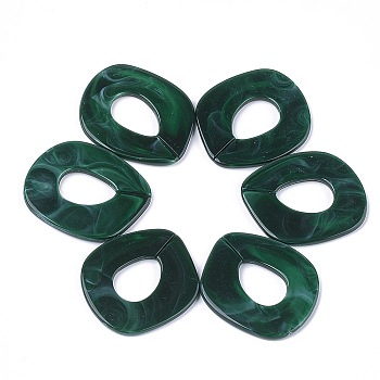 Acrylic Linking Rings, Quick Link Connectors, For Jewelry Chains Making, Imitation Gemstone Style, Dark Green, 51.5x45x3.5mm, Hole: 23x16mm