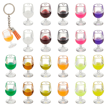 22Pcs 11 Colors Transparent Resin Pendants, Wine Glass/Goblet Charm, Mixed Color, 38.5x20.5mm, Hole: 2.5mm, 2pcs/color