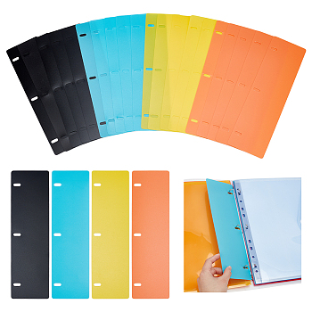 20Pcs 4 Colors Plastic Binder Index Tabs, Planner Divider for Round Ring Binder Sheet Protector, Rectangle, Mixed Color, 278x80x1mm, Hole: 15x6mm, 5pcs/color