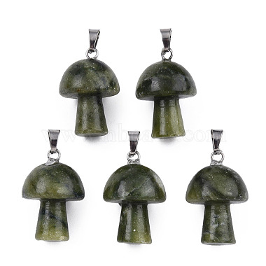 Stainless Steel Color Mushroom Southern Jade Pendants