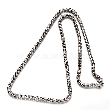 304 Stainless Steel Box Chain Necklaces(NJEW-L347-09P)-2