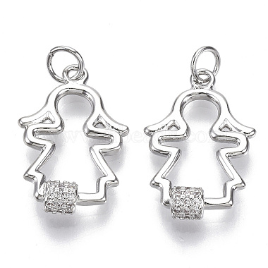 Real Platinum Plated Clear Human Brass+Cubic Zirconia Pendants